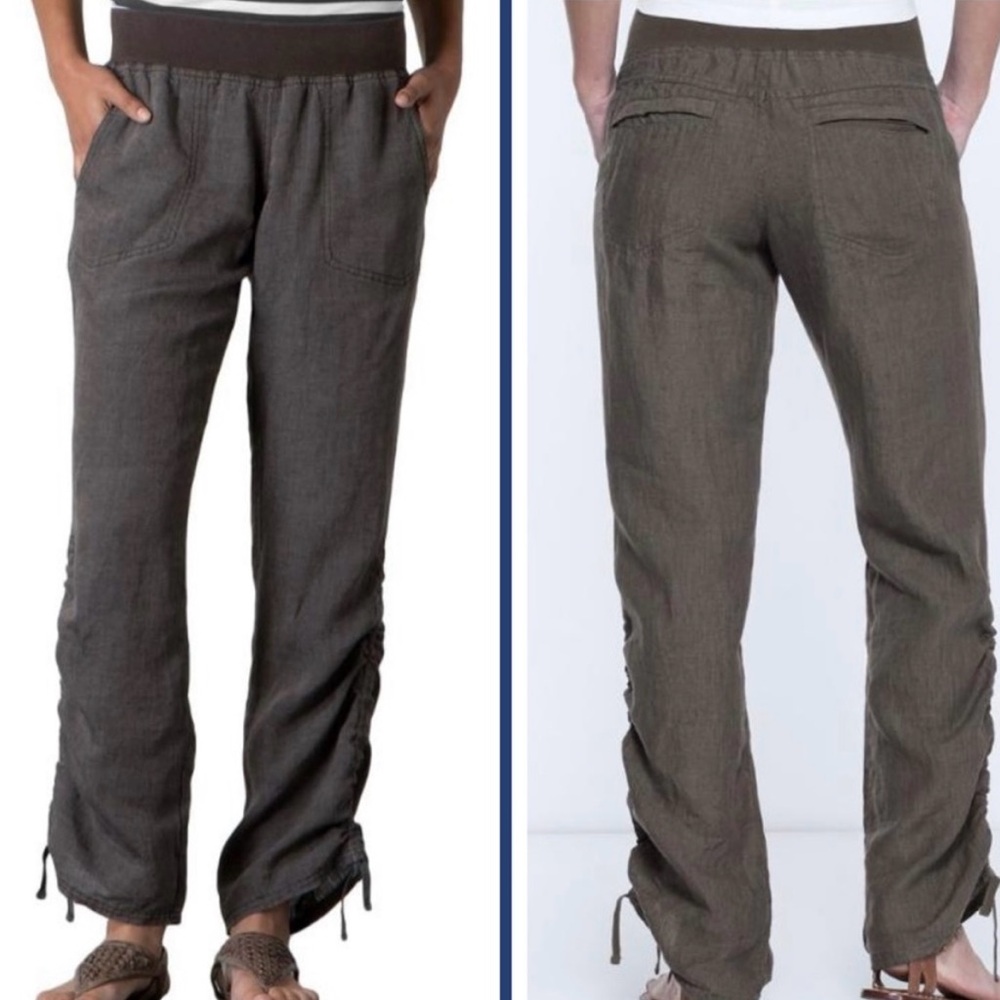 Toad&Co Women’s Charcoal Brown Lina Linen Pant with Cinch Legs